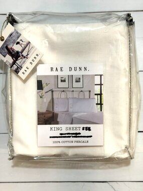 New RAE DUNN by ENCHANTE Accessories Flat Sheet King Size White Solid Cotton